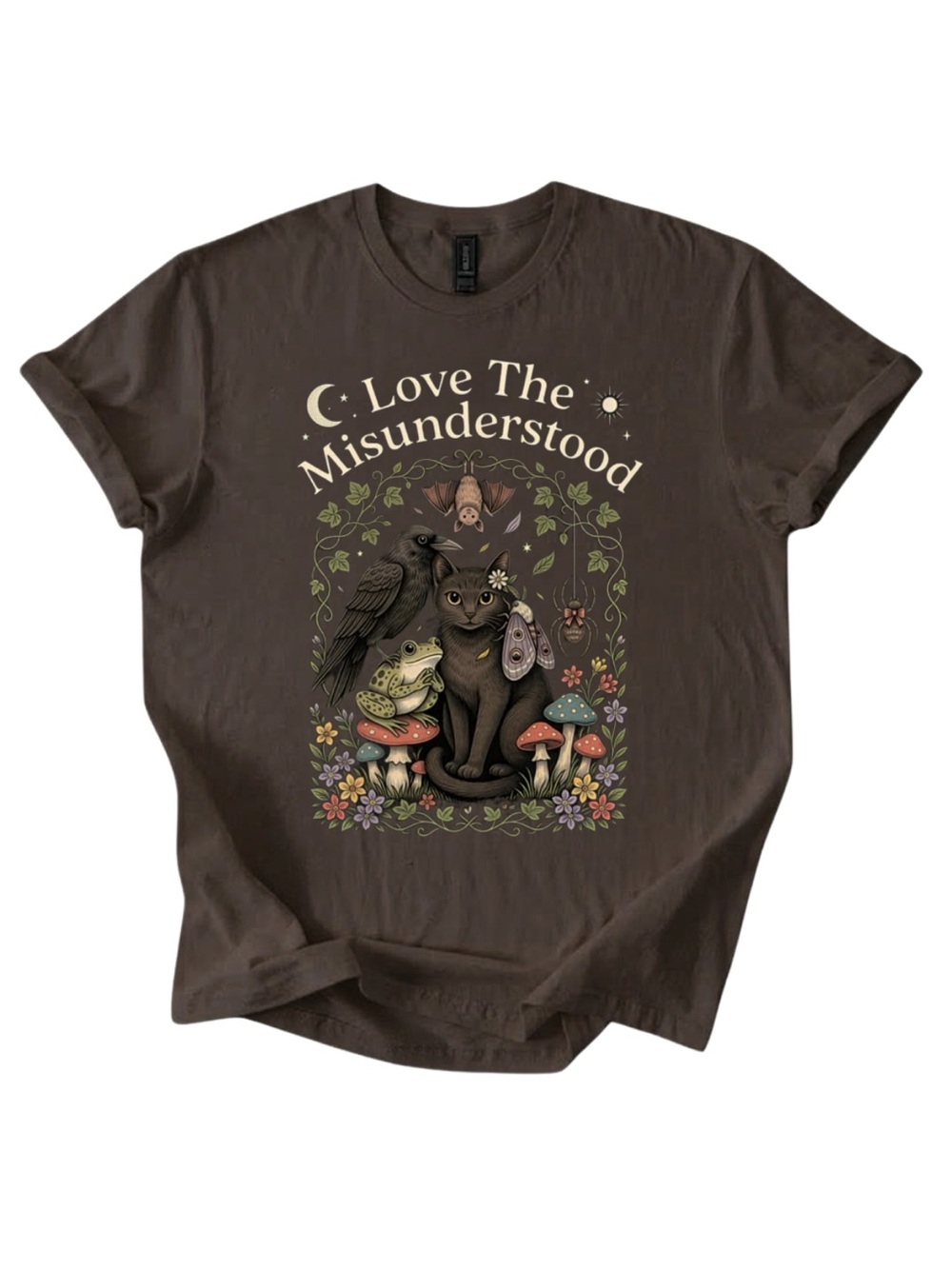 Gildan Brown 'Love The Misunderstood' Cat Graphic Tee